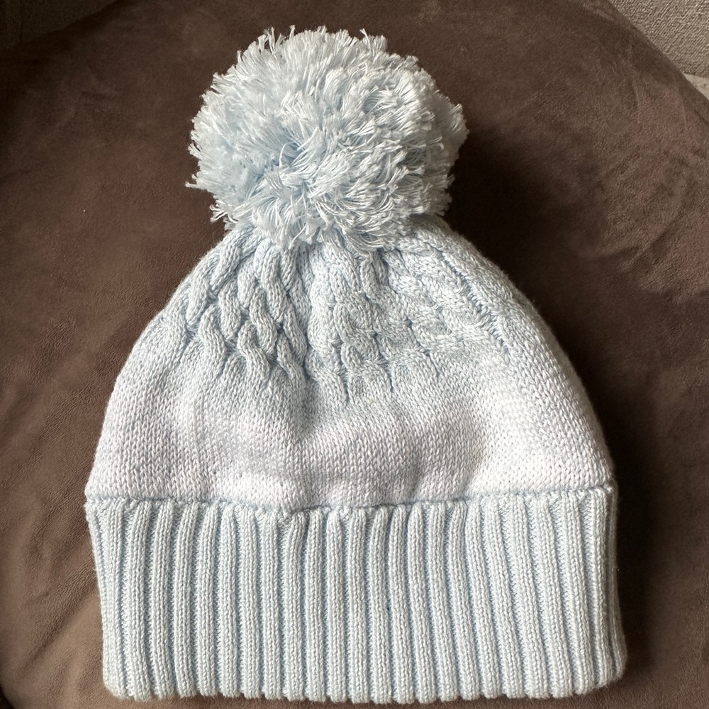 Cozy Light Blue Kids Pom-Pom Hat